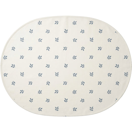 Vlyox Cotton Leaf Print Oval Tablecloth 150 × 220 cm Warm White - Product view